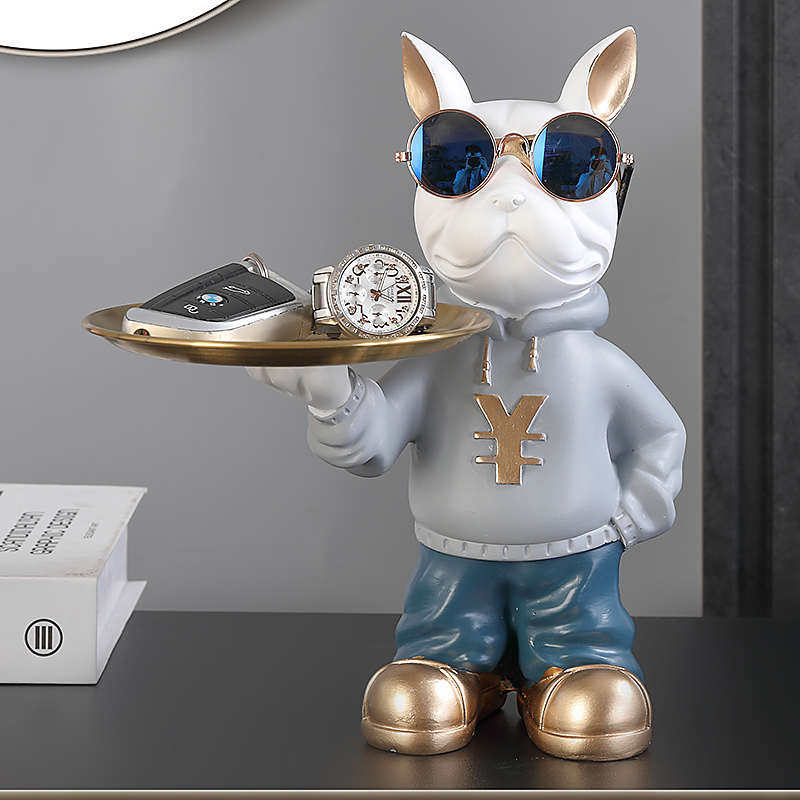 ZZ8N批发法斗犬玄关收纳摆件美式家居饰品客厅装饰门口鞋柜上放钥