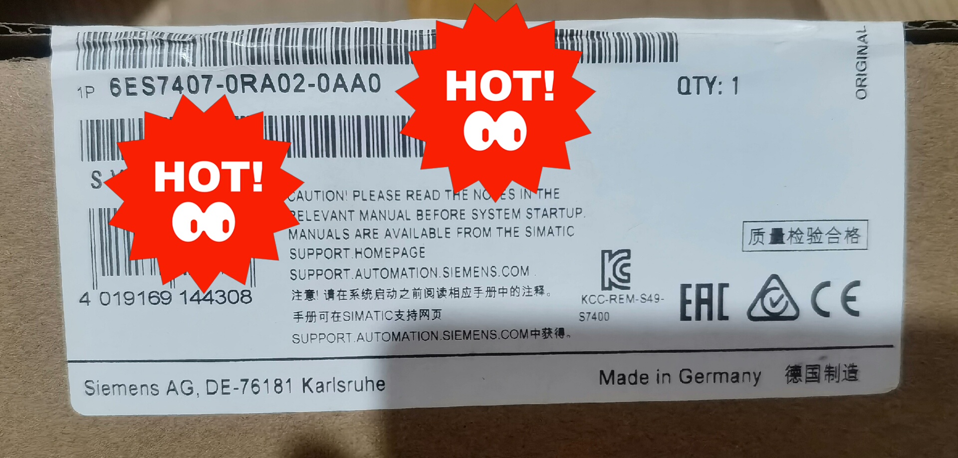 全新西门子SIEMENS原装未拆封6ES7 407-0RA0