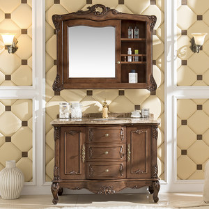 奥卫冠橡木欧式浴室柜组合洗脸盆洗漱台厕所柜子储物镜柜别墅豪宅