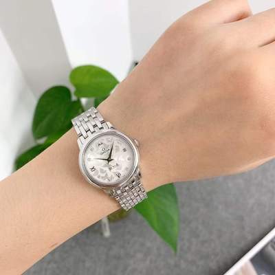 一口价98新欧米茄碟飞原镶时标钻石英手表女424.10.27.60.52.001