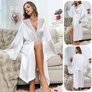 Morning gown, sleepwear, women's lace long sleeved cool