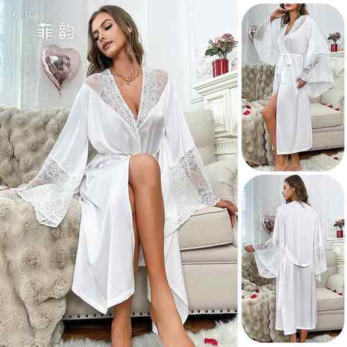 Morning gown, sleepwear, women's lace long sleeved cool
