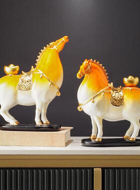 新中式唐马上有钱摆件办公室老板桌马到成功装饰乔迁客厅玄关开业