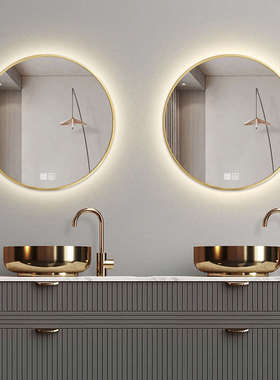 镜子边框智能壁挂浴室打孔铝合金镜子fnn1免镜子浴室圆形批发led