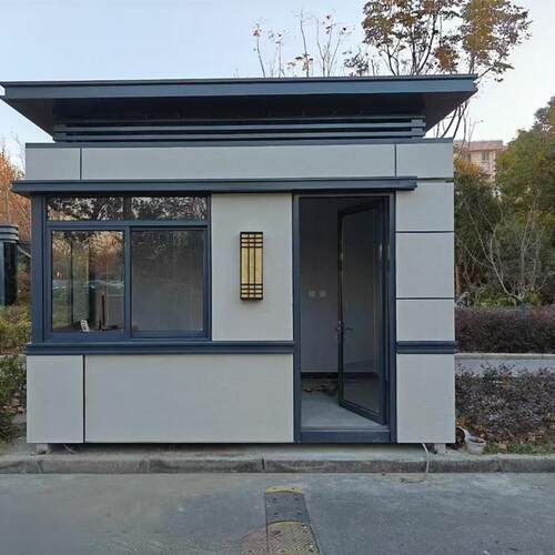 可移动保安亭门卫室钢结构值班室工厂真石漆门卫房小区门岗亭成品