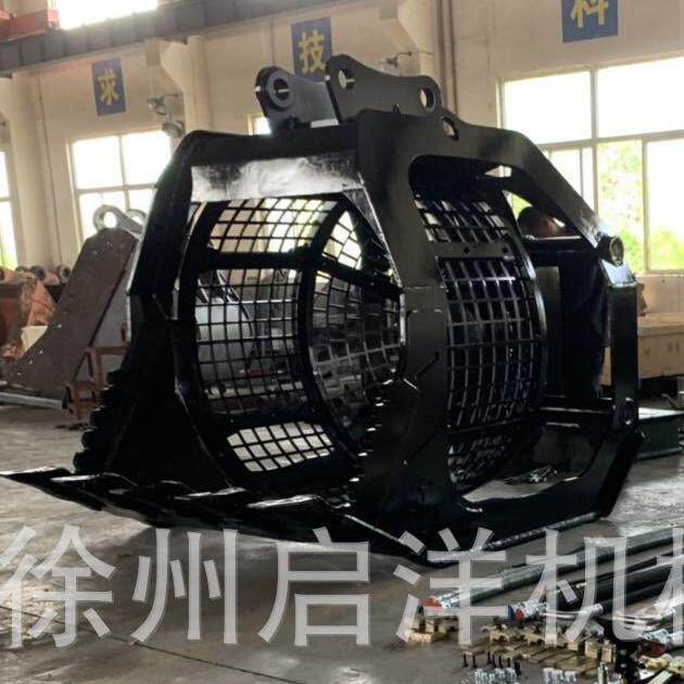 30吨挖机旋转筛分斗滚筒液压旋转筛分土石河道挖掘机设备分离