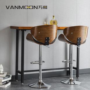 椅万降慕吧台式 4901转轻奢吧椅铁艺美高脚实木椅酒吧家 椅升旋VM