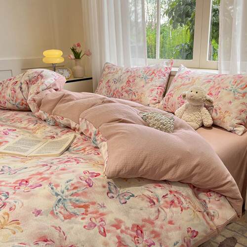 Student bed bedsheet set bed fitted sheet duvet cover double