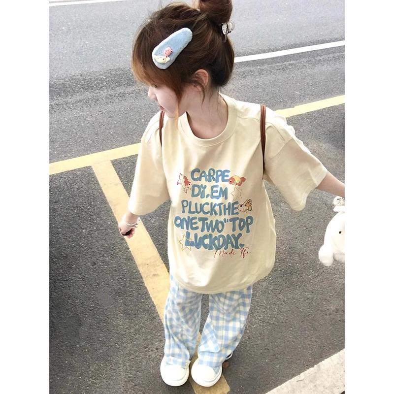 杏色重磅纯棉正肩短袖t恤女2025新款夏季宽松小个子美式半袖上衣