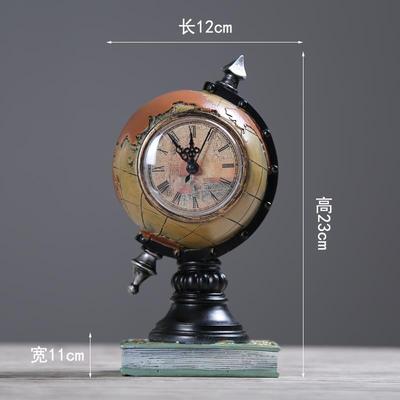 高档件LOT工业风复F古创意地球仪钟摆书办公房室客厅橱柜装饰品摆