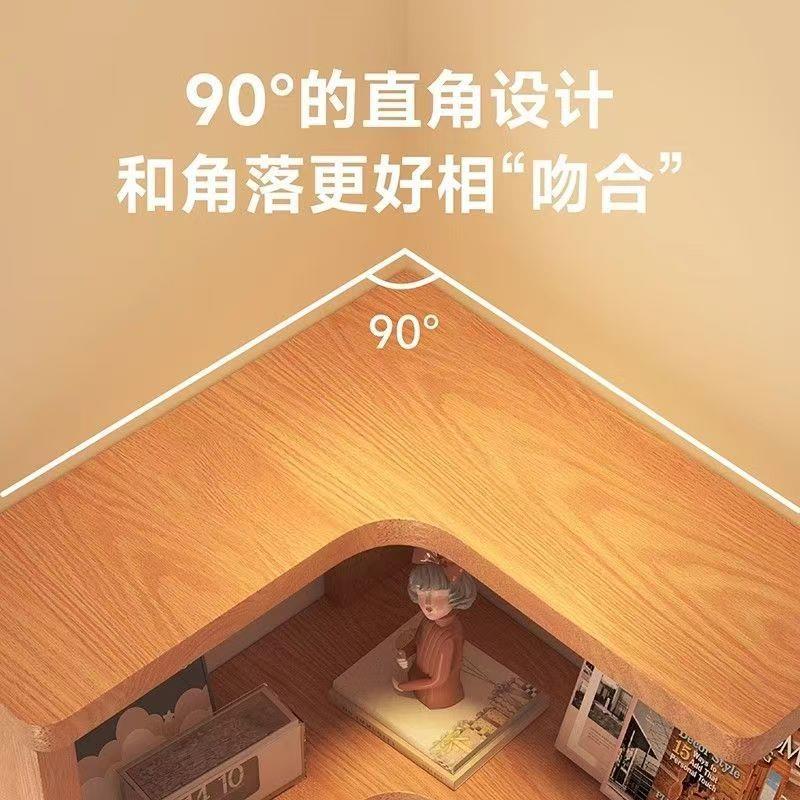 转角书架置物架落地儿童靠墙实木书柜家用拐角简易收纳架子储物柜