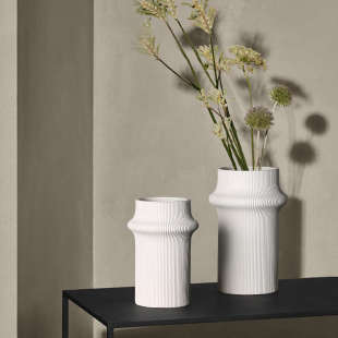 大秀家居 白色现代简约竹节陶瓷花瓶摆件家居样板间装饰品花器