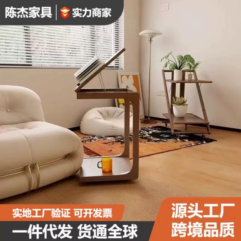 移动小推车桌子实木沙发边几带轮床头桌多功能茶几可移动客厅边桌