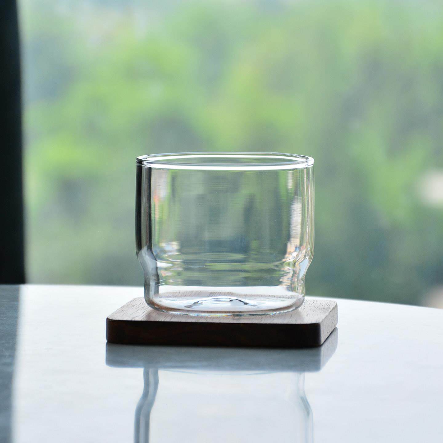 可叠放水杯简约可微波炉加热创意咖啡杯轻薄高硼硅玻璃耐高温透明