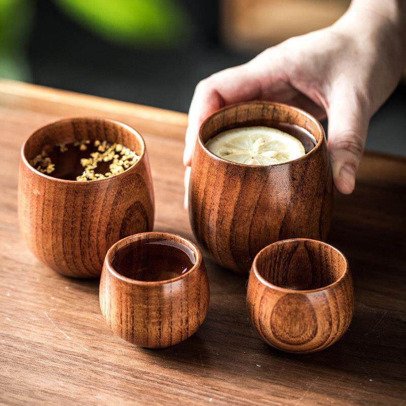 原木杯子酸枣木茶杯木质酒杯覆古木头小水杯家用实木制日式主人杯