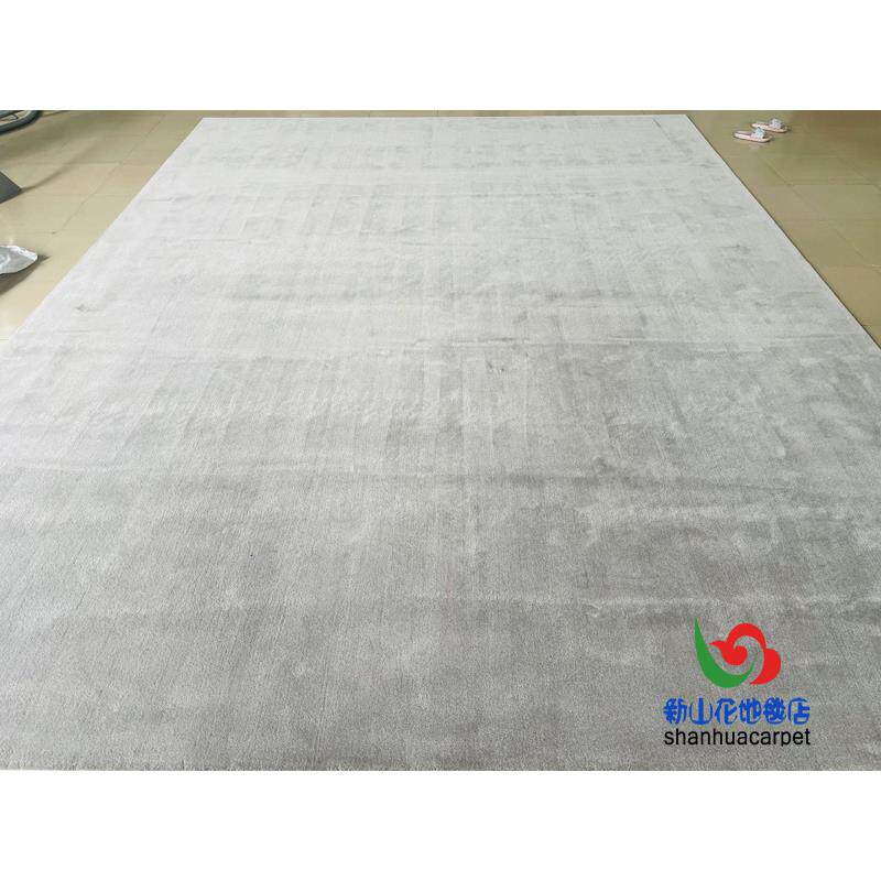 现代简约灰色平面纯色中式手工腈纶客厅茶几沙发地毯大厅办公室