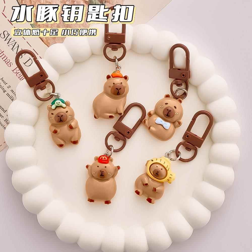 ins卡通水豚钥匙扣 学生包包DIY装饰小礼品可爱树脂挂件闺蜜互赠