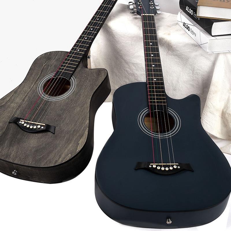 38习寸缺角民谣木吉他哑光D桶椴吉他gu琴ita38寸椴木r入门练工厂