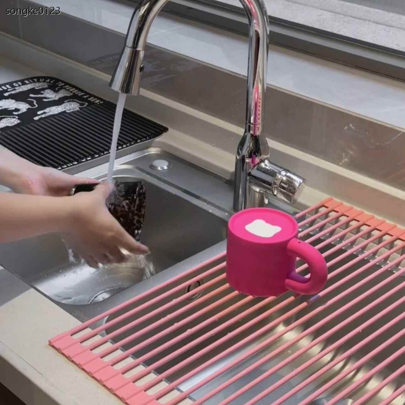 新家的100个快递 窄边沥水架厨房硅胶水槽收纳架可折叠碗筷置物架
