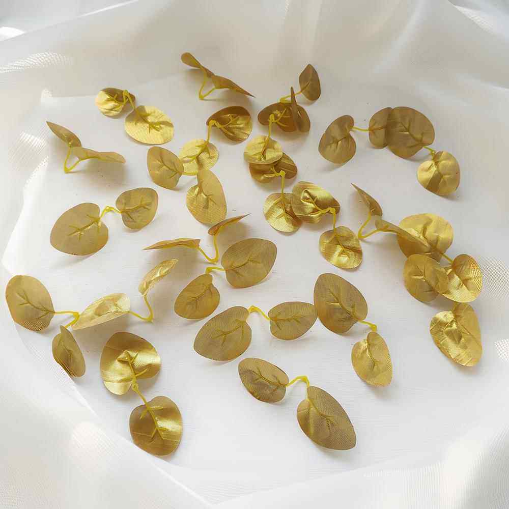 仿真尤加利叶2叉金钱叶玫瑰叶家居装饰绿植配件植物树叶拍摄道具