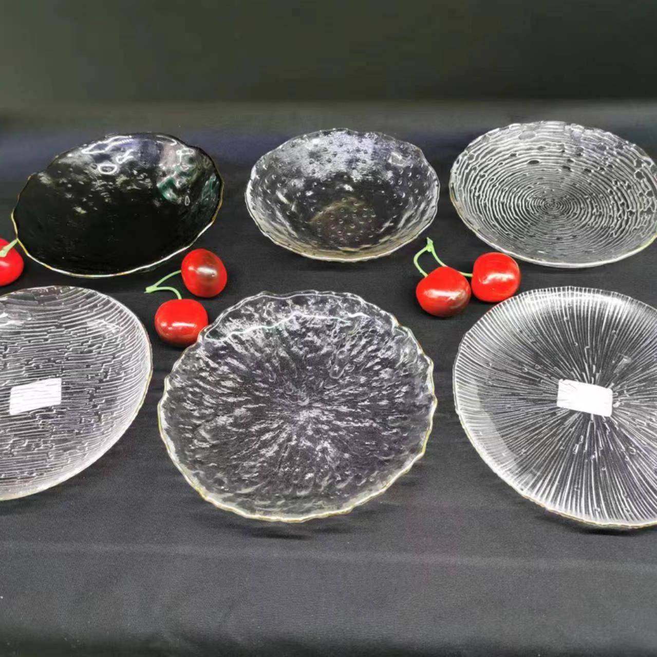 玻璃盘 金边玻璃盘 描金玻璃盘 冰川玻璃盘 玻璃果盘 点心 糕点,餐饮具,盘,淘宝优惠券,粉丝福利购,淘宝优惠卷