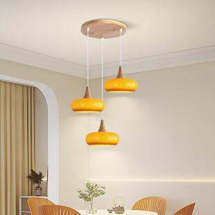 原木中古柿子吊灯vintage餐厅吧台灯奶油风床头阳台胡桃色日式灯