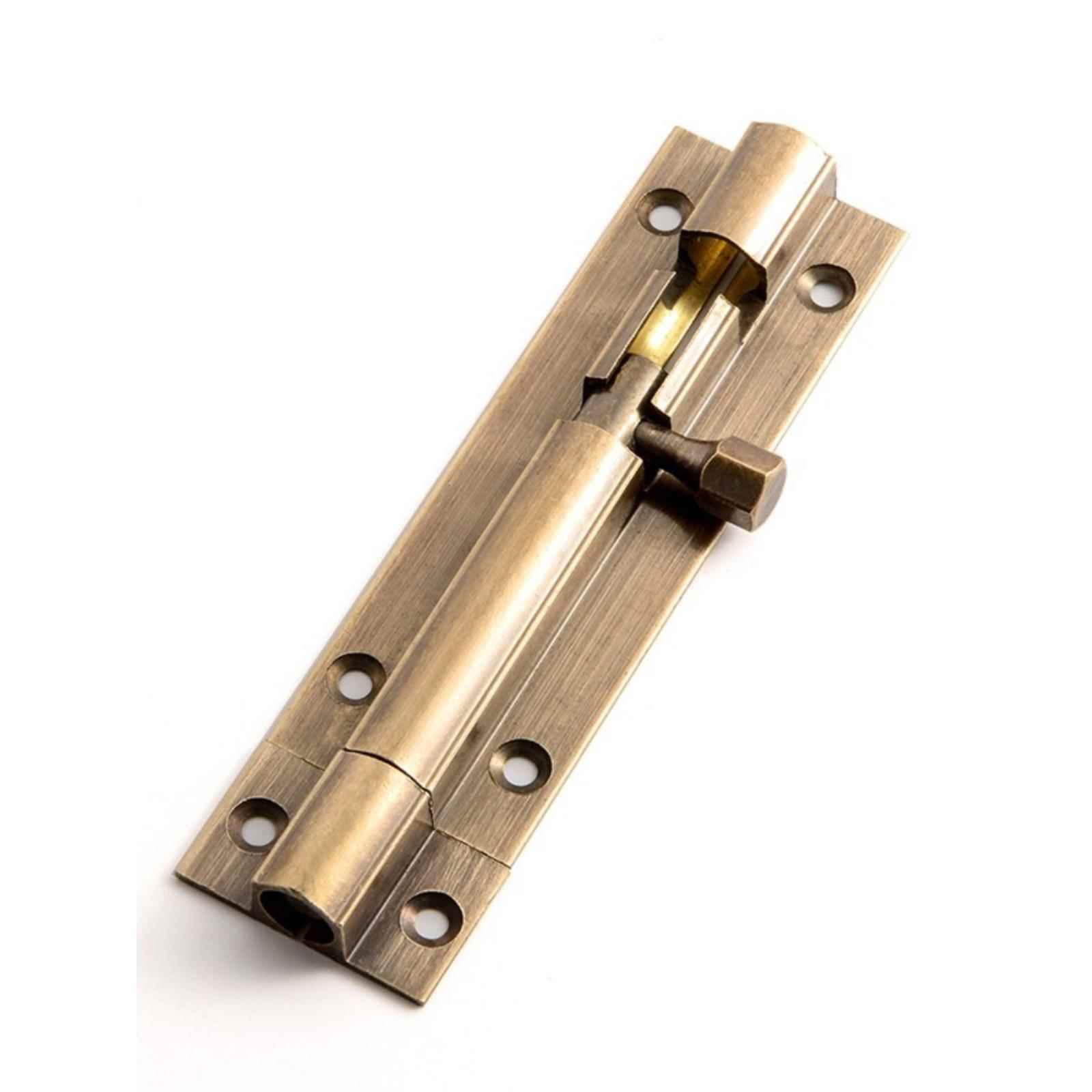 黄铜门插销中式仿古纯黄铜加厚长大门闩明装木门窗户固定复古插销