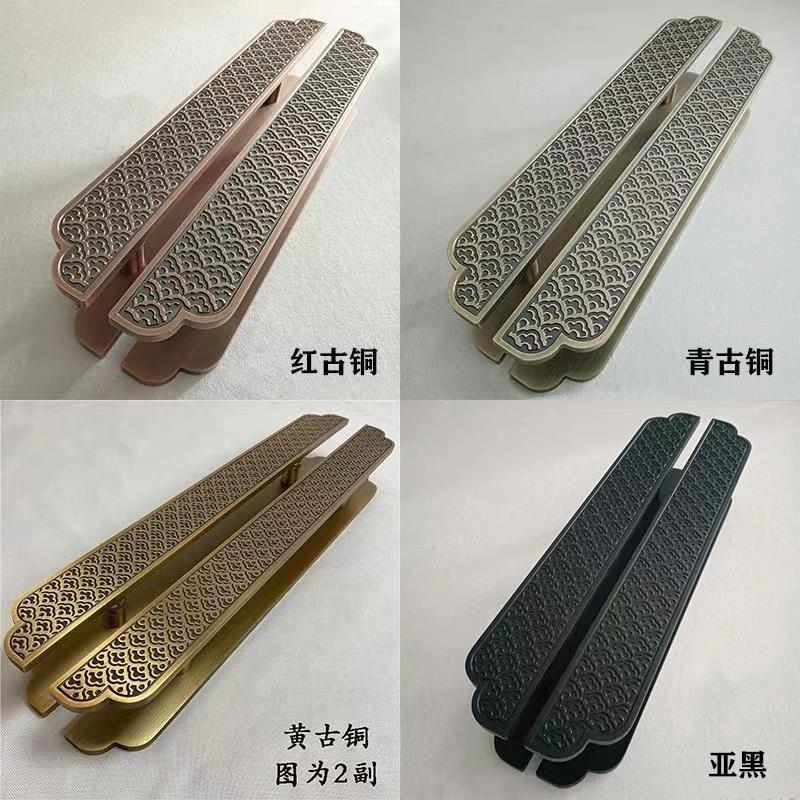 现货中式玻璃门大拉手酒店会所别墅玻璃门推拉门木门定制雕刻把手