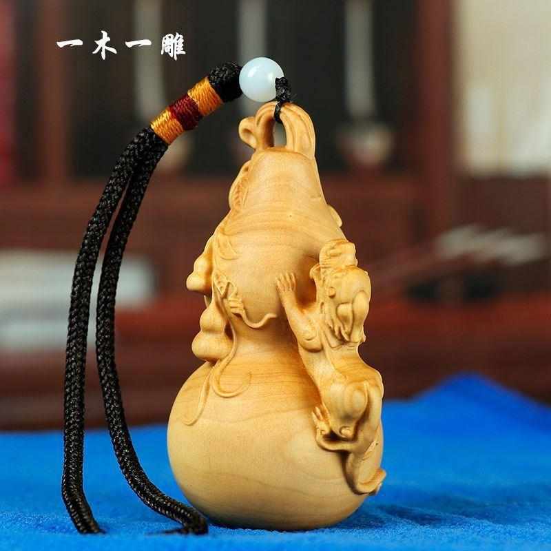 小叶黄杨木雕葫芦工艺品摆件招才手把件汽车挂件饰品木质礼品批发