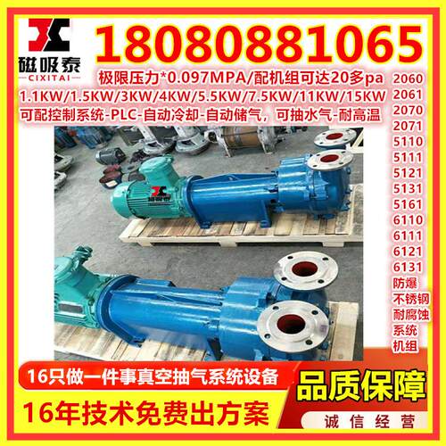 铁叶轮真空泵2BV6161液环式真空泵黑龙江泵头防爆电机分体式