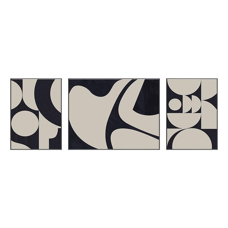 黑白客厅三联画大气沙发背景墙挂画现代简约装饰画高级感抽象壁画