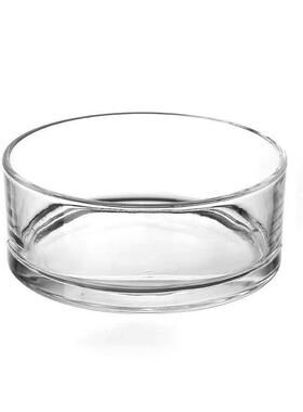 加重加厚圆形玻璃花瓶透明水培多肉植物铜钱草睡莲客厅大号矮花盆