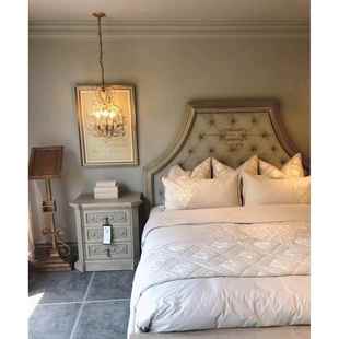 ART美式复古建筑复兴实木床法式橡木做旧1.8米双人公主床简约家具