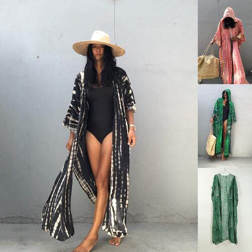 Sunscreen cardigan hooded printed long sleeved long beach