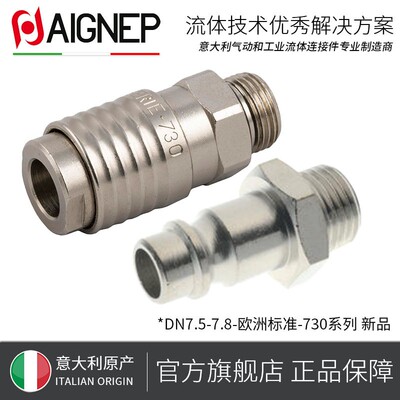 意大利安耐AIGNEP铜镀镍MIGNON标准快换接头直外螺纹公头00731