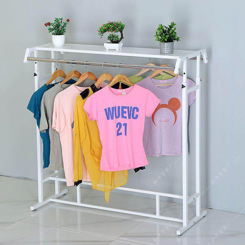 服装店货架展示架双排式落地中岛架男女童装侧挂衣架双杠中岛展架