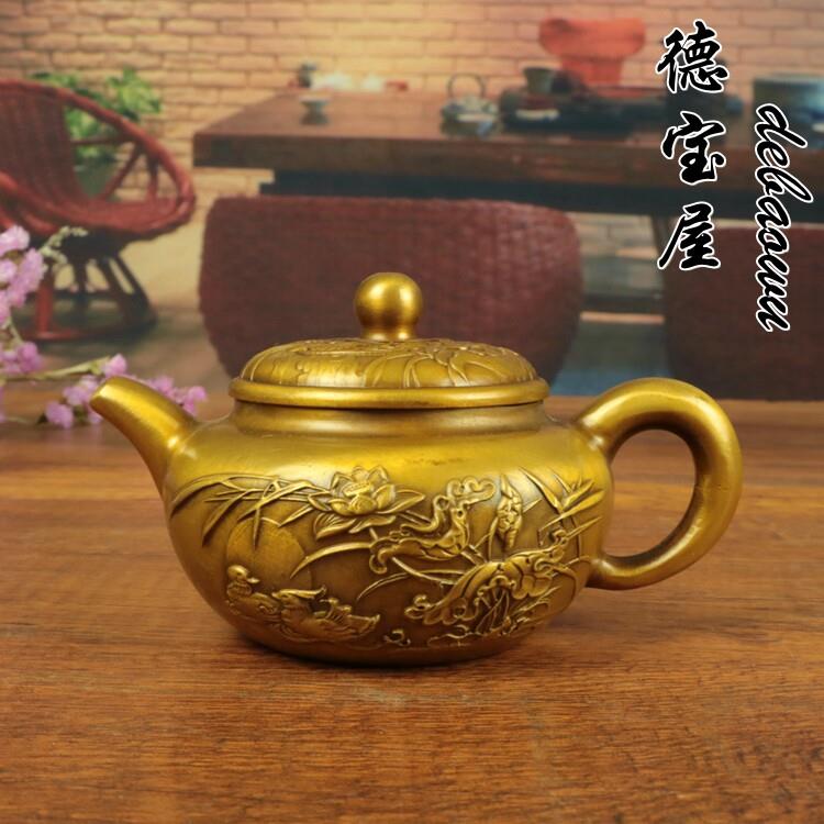 铜壶纯铜百年好合壶复古壶家用摆件泡茶壶工艺品家居摆件创意小号