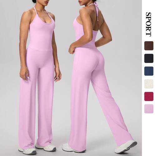 Outdoor yoga suit set with straps, high waisted straight