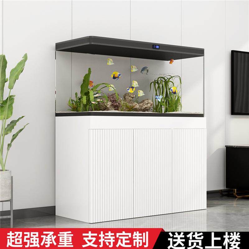 轻奢客厅中小型鱼缸底柜家用水族箱超白龟缸架子欧式玄关隔断架子