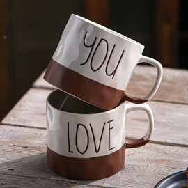 LOVEYOU送人礼物马克杯高颜值可爱情侣杯子一对情侣家用陶瓷水杯