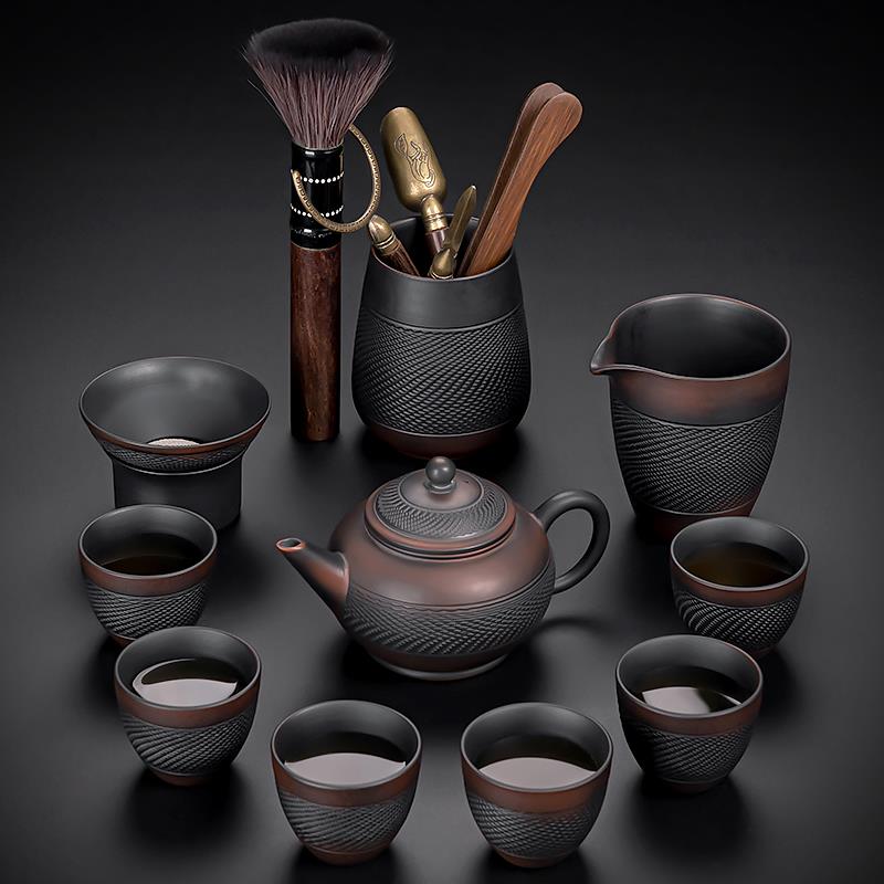 正品紫茶具2套装轻0奢高档自陶动功夫紫砂茶壶家用懒人泡茶神器25