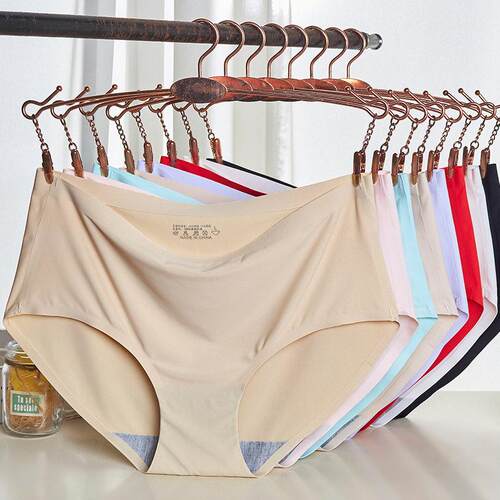 Women Seamless Panties Mid Waist Briefs Knickers Underwear