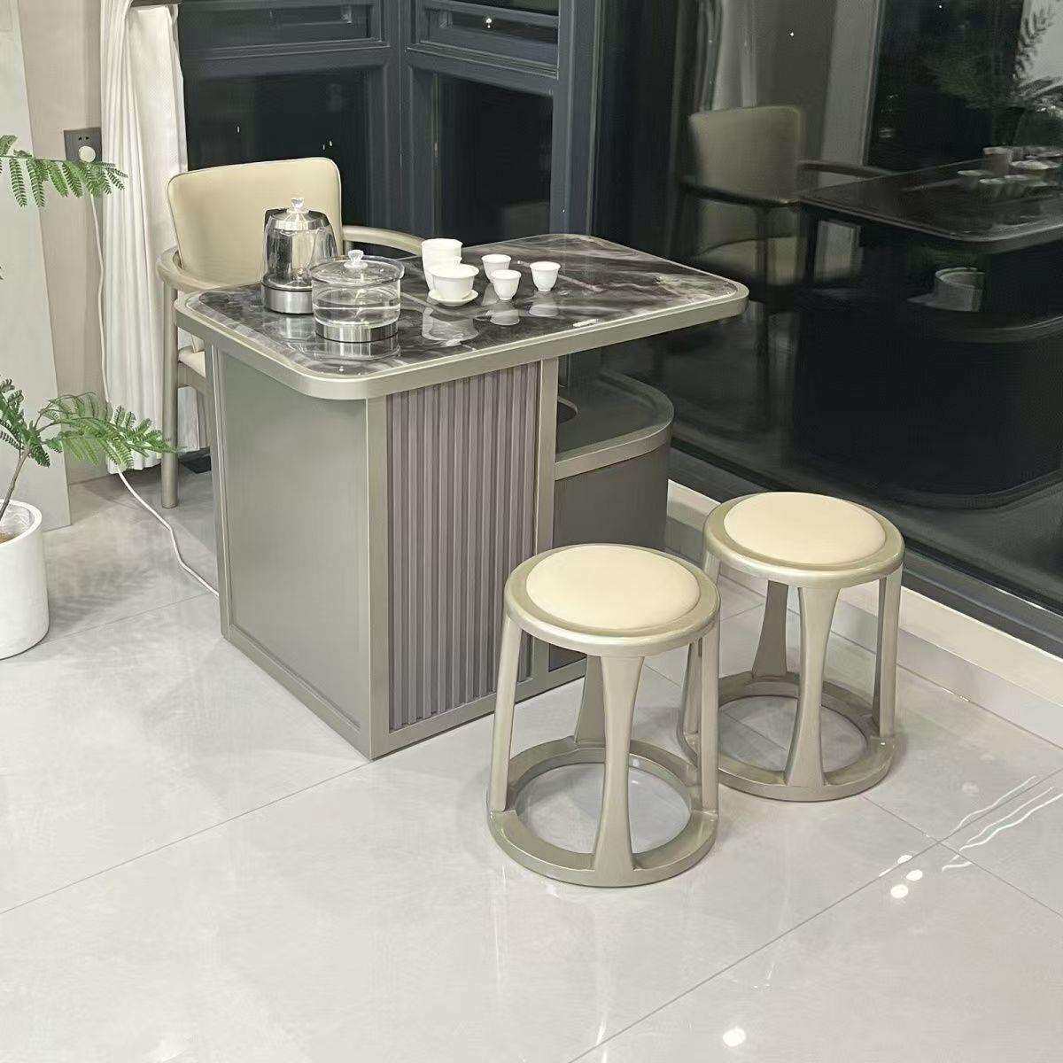 橡木家用茶台茶几阳台简约创意茶桌椅组合极简小户型茶桌椅组合