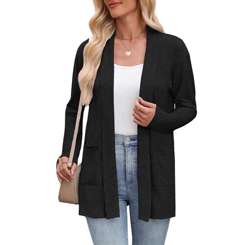 Womens Cardigan Sweater Long Sleeve Open Front Knit Cardigan