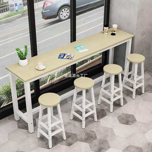简易吧台小型餐厅靠墙家用客厅厨房商用长方形高脚奶茶店窄餐桌子