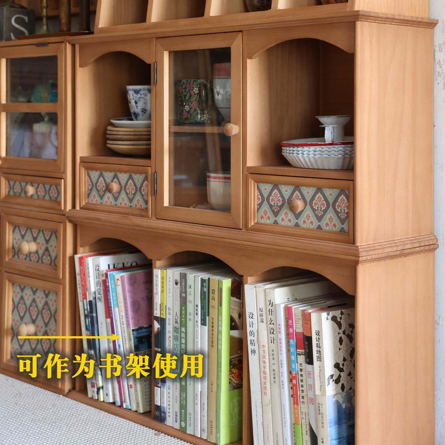 叁杉中间玻璃家居手书桌创意拱门木质纳盒复古桌面书账架茶杯碟子