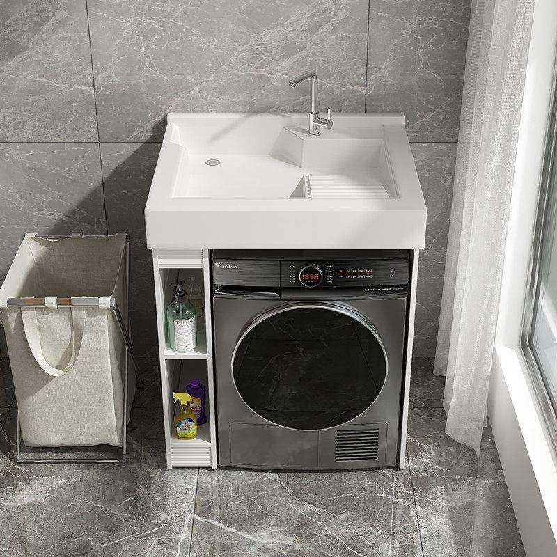 太空铝阳台洗衣机柜一体柜组合机上盆洗手洗脸台盆单柜大水池定制