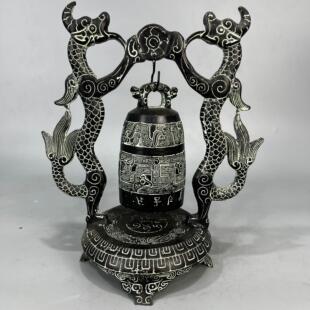 双龙钟仿古青铜器工艺品桌面书房摆件古风影视拍摄道具警钟长鸣