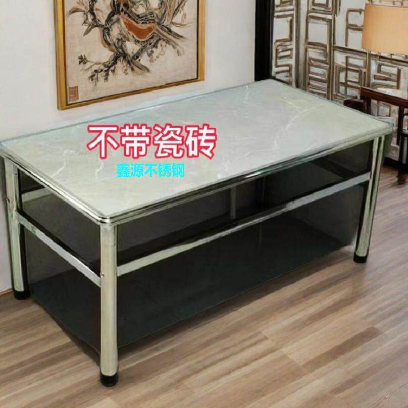 不锈钢桌加厚餐桌子多功能耐用吃饭取暖学习架子正方形瓷砖烤火桌