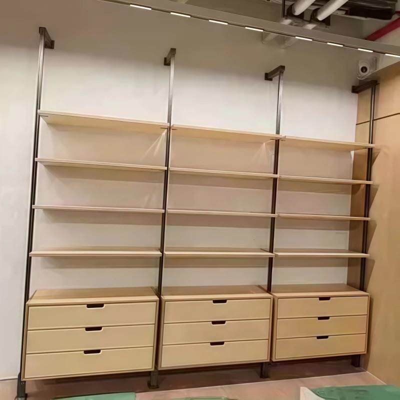 客厅书柜展示架整墙办公室复古架美容院货架书架展示柜置物架铁艺